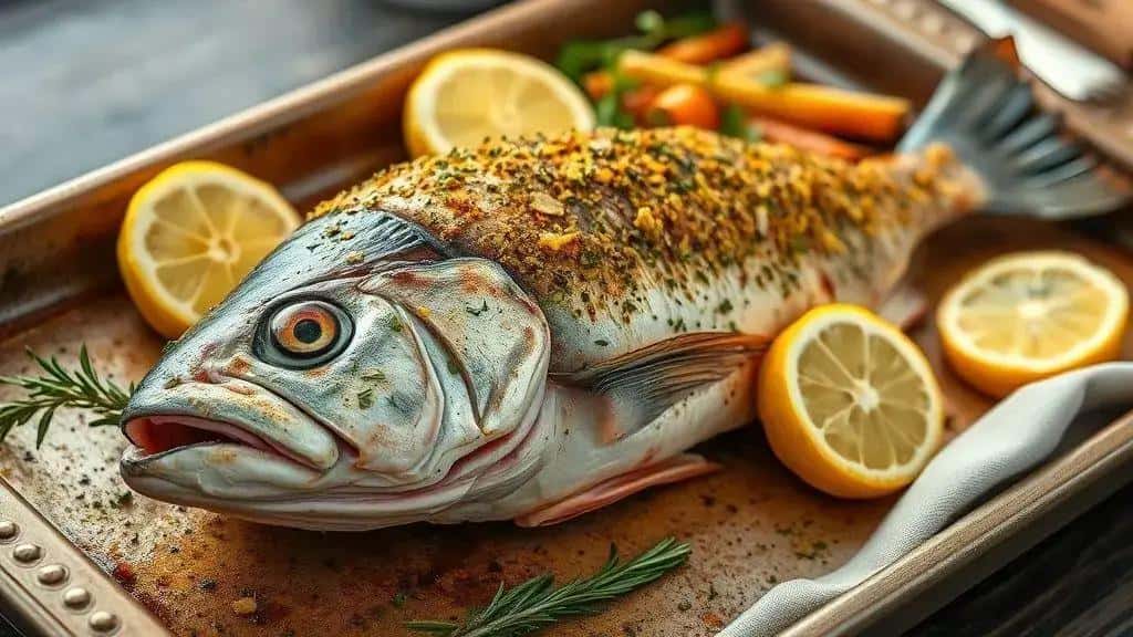 Peixe Assado com Crosta de Ervas