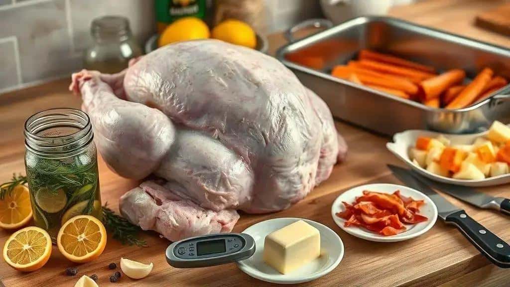 Preparo e ingredientes essenciais para um peru perfeito