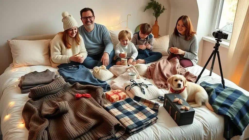Roupas, adereços e styling para fotos natalinas