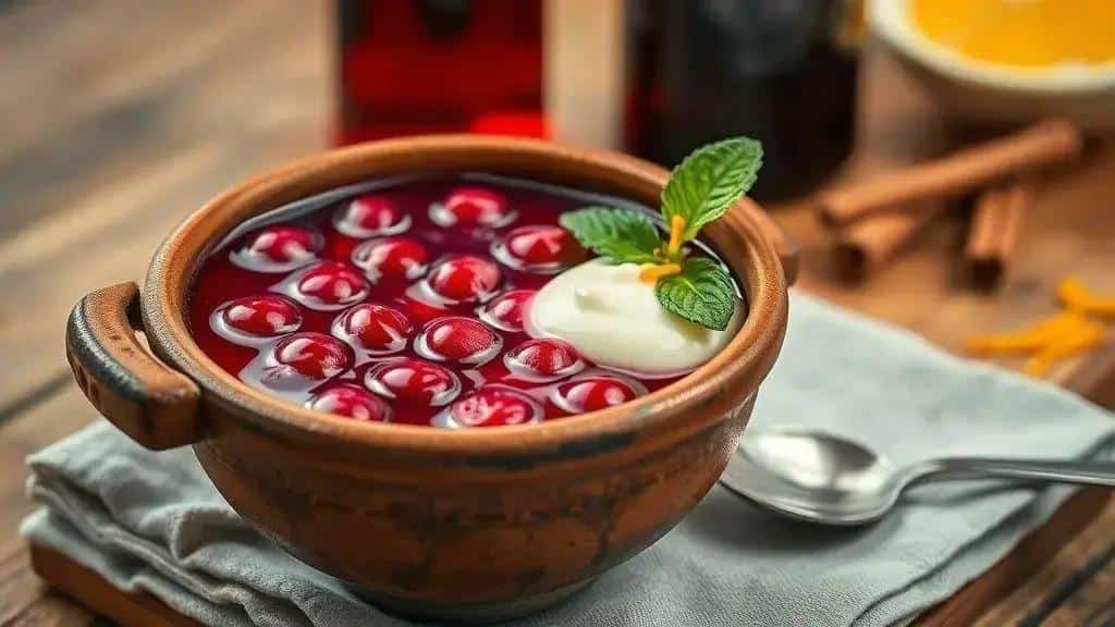 Sagu de Vinho Tinto com Creme de Baunilha