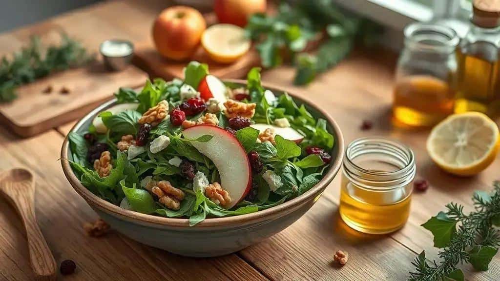 Salada de folhas com frutas e nozes — ingredientes, preparo e variações