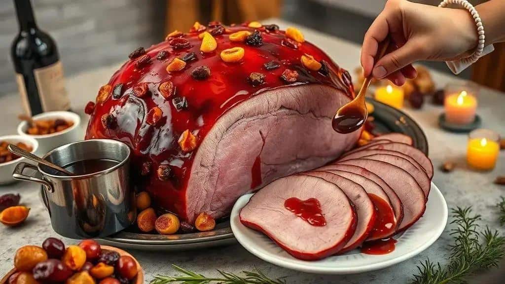 tender com redução de vinho e frutas secas — ingredientes e preparo