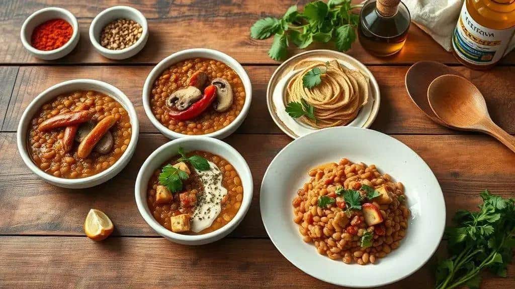 Variações da lentilha da virada com linguiça