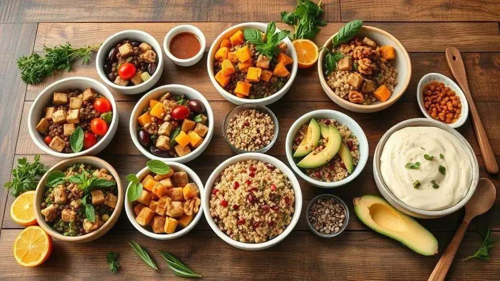 variações da salada: lentilha com ervas e opções veganas variações da salada: lentilha com ervas e opções veganas