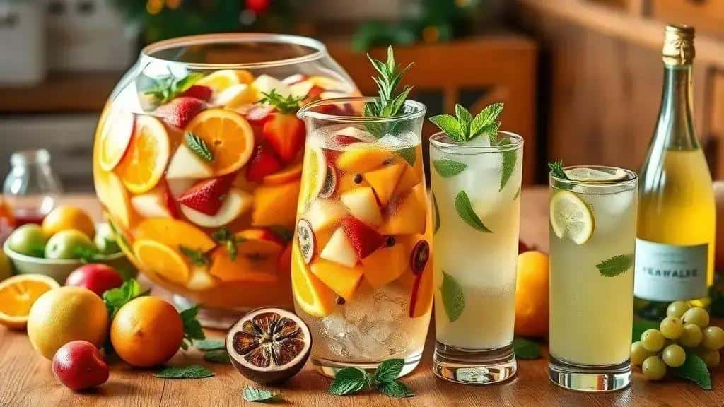 Variações do ponche de espumante (versão sem álcool e tropical)