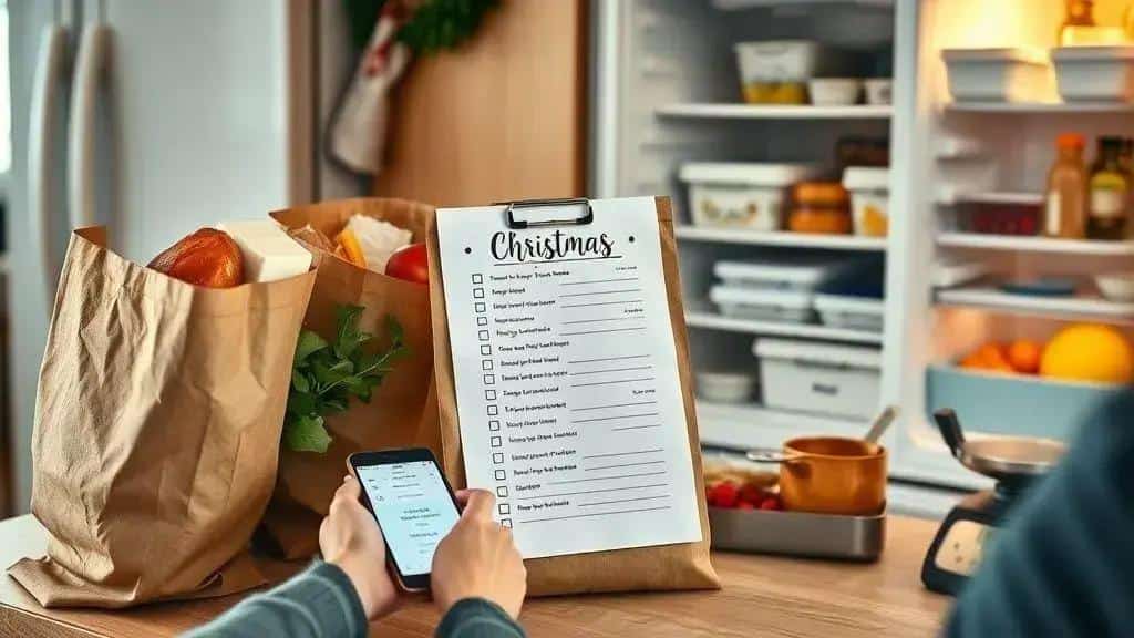 verifique a lista final de compras e itens perecíveis