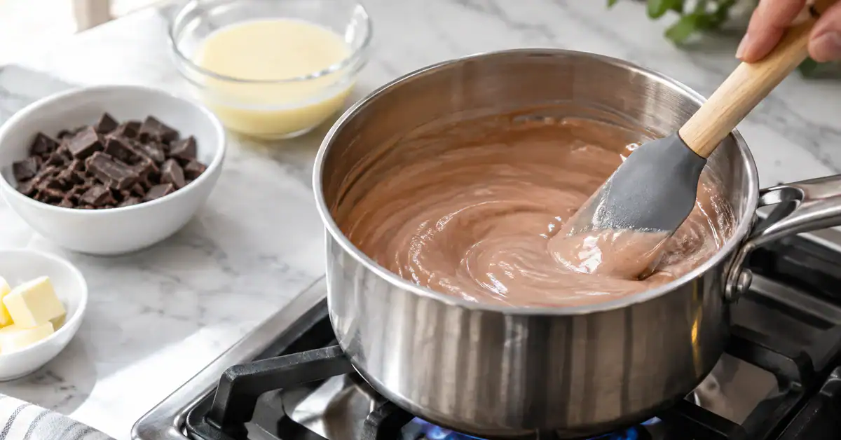 Preparo do creme de chocolate Preparo do creme de chocolate