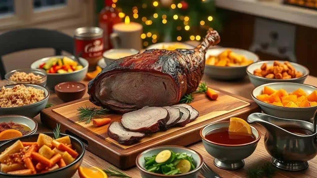 Acompanhamentos e montagem da ceia com pernil Acompanhamentos e montagem da ceia com pernil