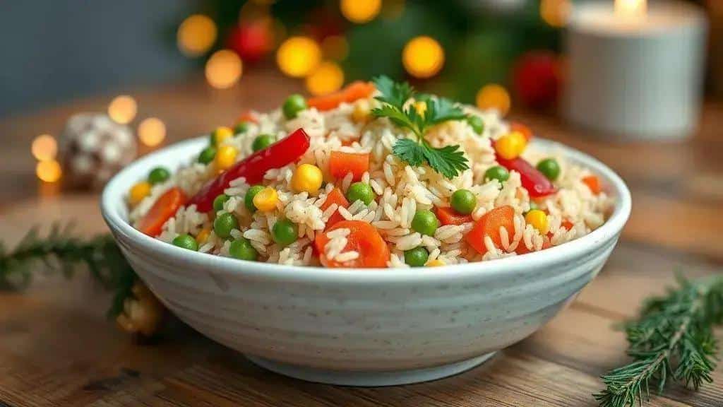 Arroz à Grega de Natal Colorido e Fácil