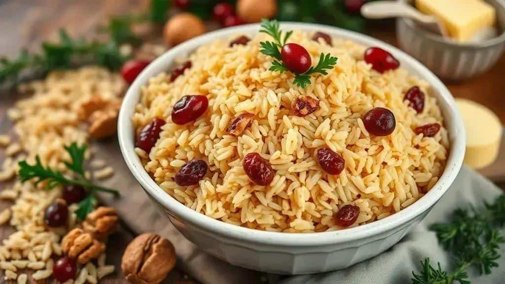 Arroz de Natal com Uvas-Passas e Nozes