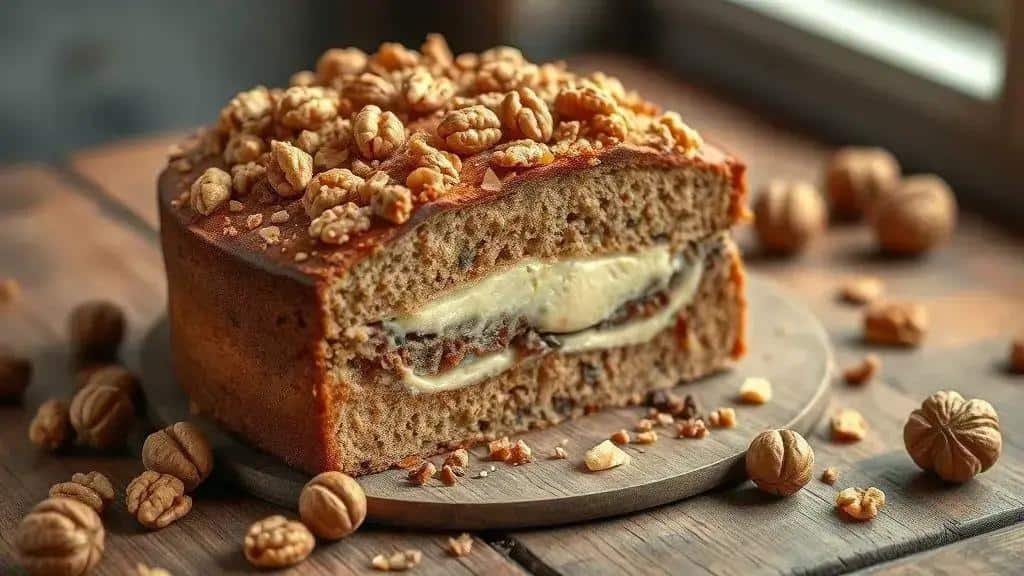 Bolo de Nozes com Recheio de Baba de Moça
