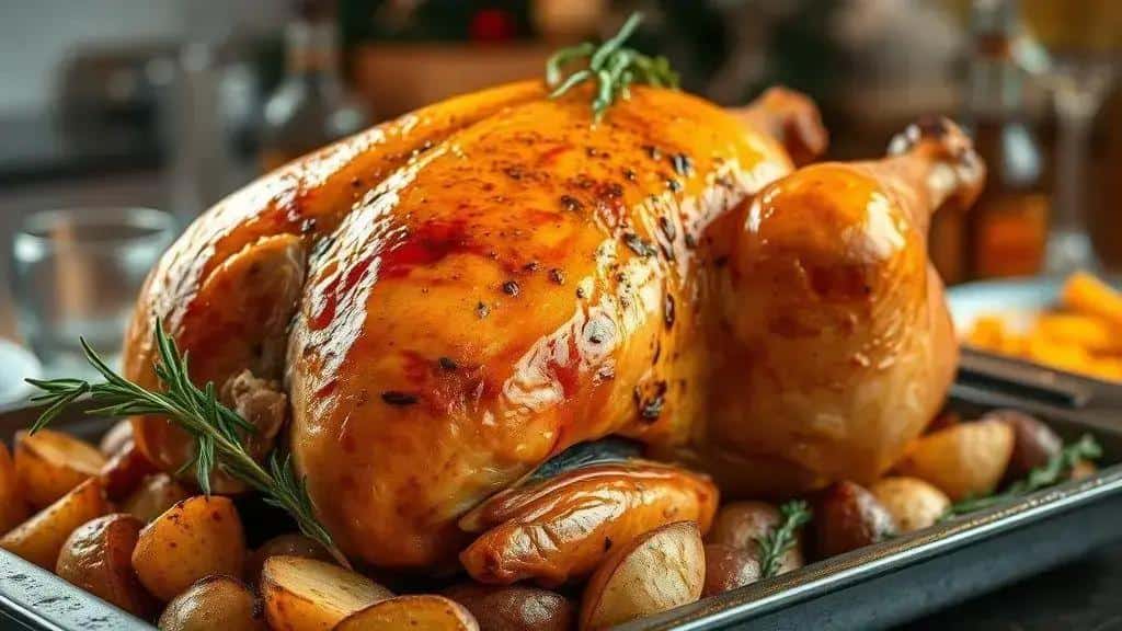 Chester de Natal Assado na Cerveja com Batatas