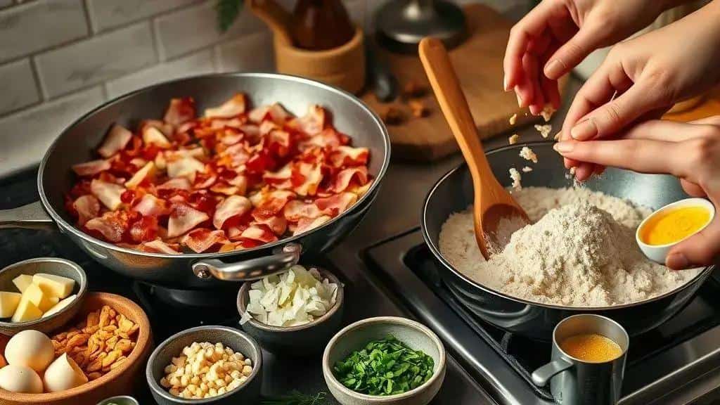 Como preparar a farofa de Natal com bacon e ovos Como preparar a farofa de Natal com bacon e ovos