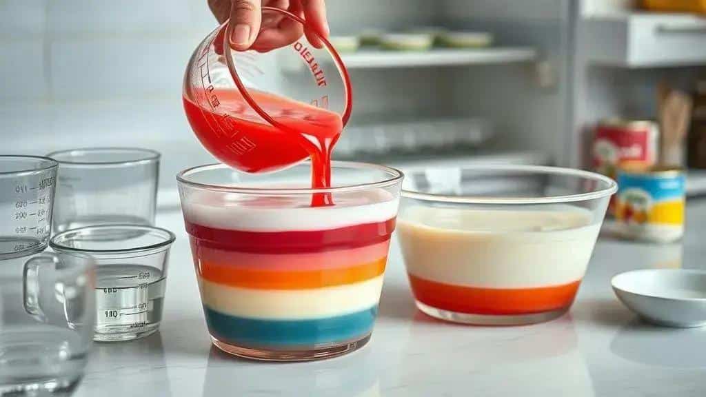 Como preparar a gelatina colorida em camadas