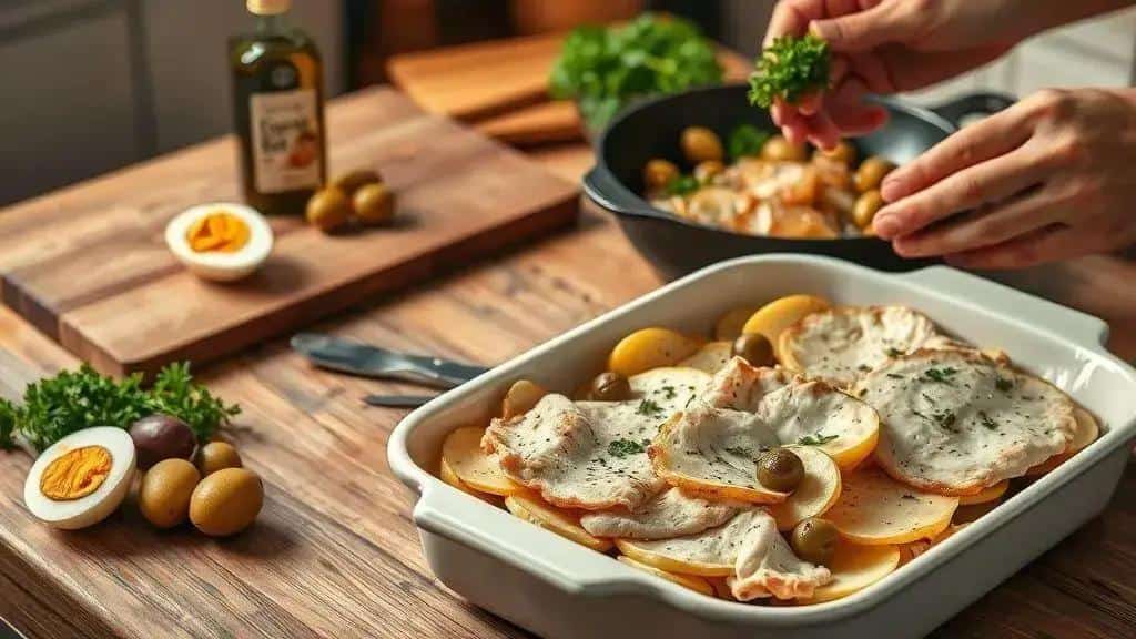 Como preparar Bacalhau de Natal com Batatas e Azeitonas passo a passo
