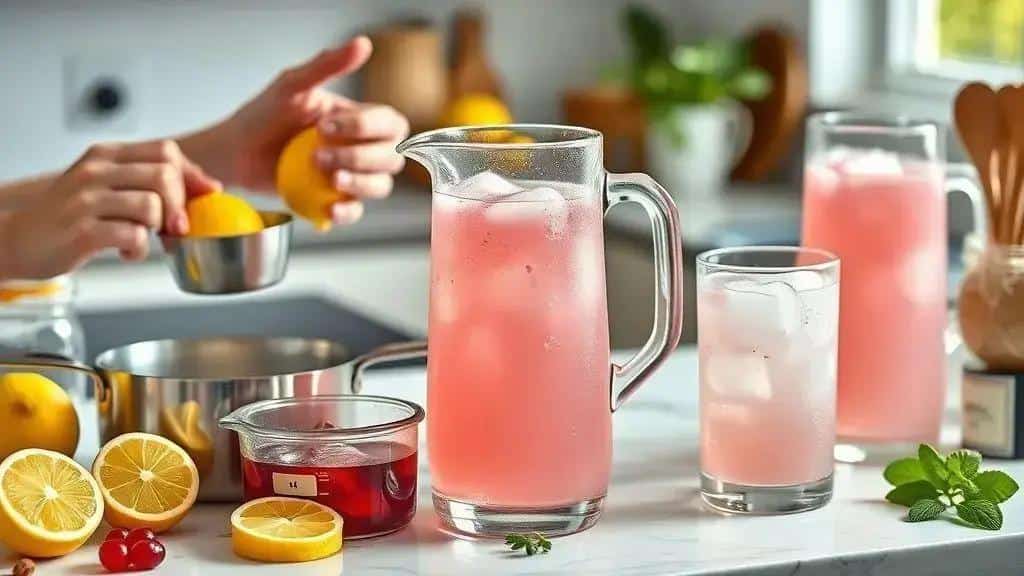 Como preparar limonada rosa com groselha passo a passo