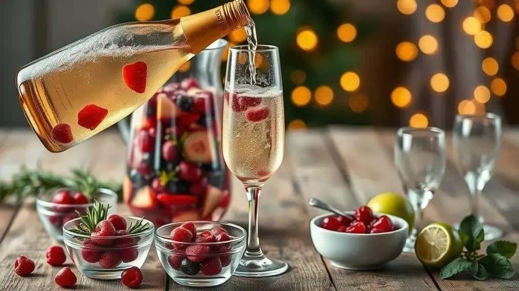 Como preparar o drink natalino com espumante e frutas vermelhas