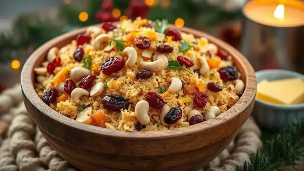 Farofa Agridoce de Natal com Frutas Secas