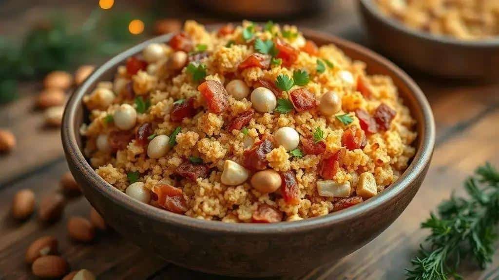 Farofa Natalina de Castanhas e Bacon (Crocrante)