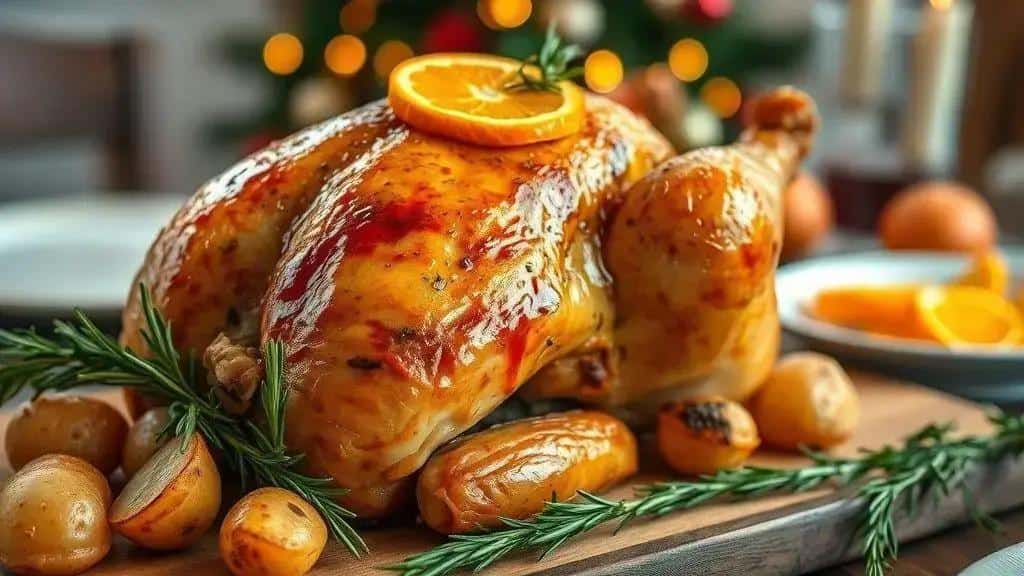 Frango Assado Natalino com Laranja e Alecrim (Econômico)