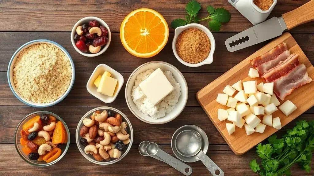 Ingredientes da farofa agridoce de Natal Ingredientes da farofa agridoce de Natal