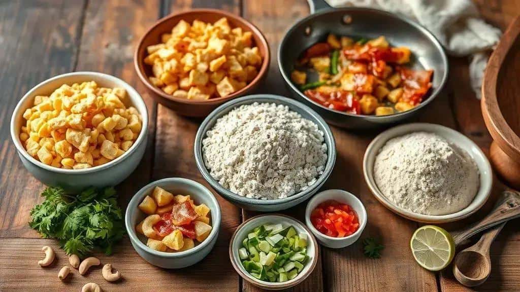 Ingredientes da farofa de cuscuz baiano