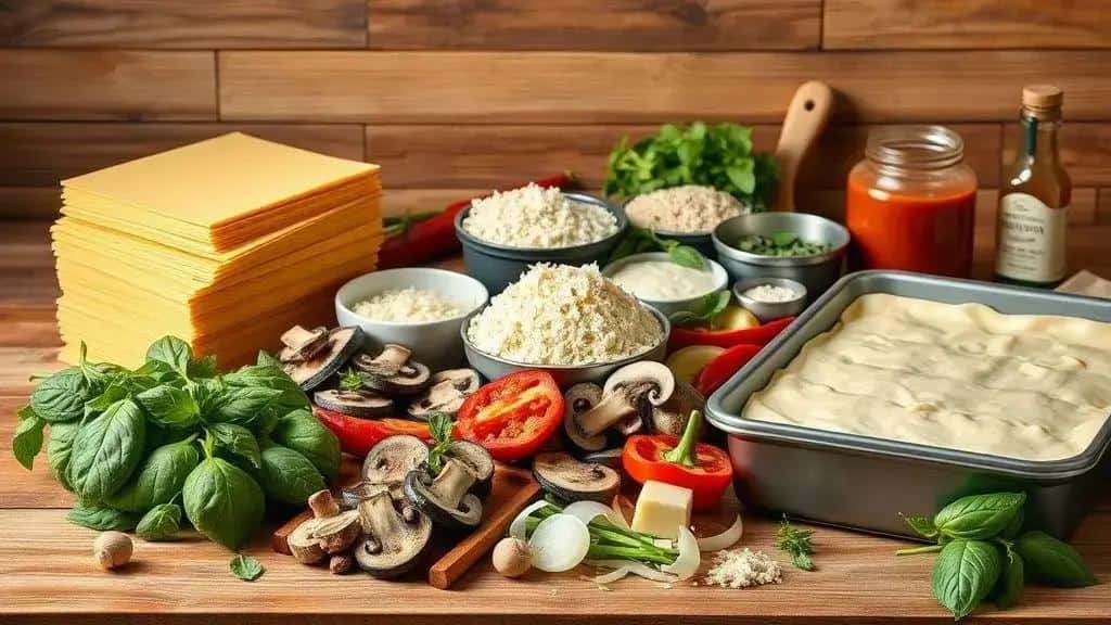 Ingredientes da lasanha vegetariana natalina