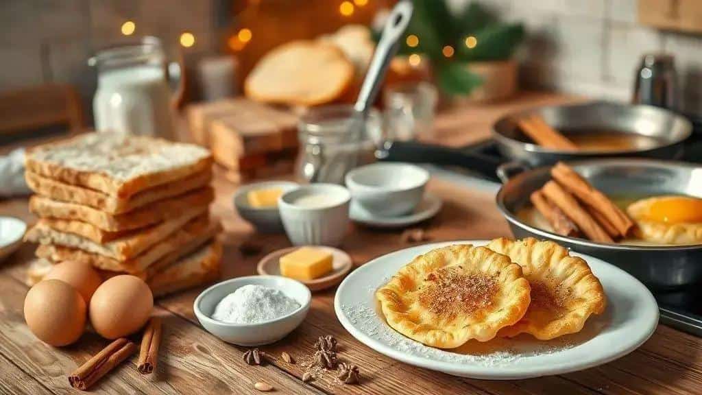 Ingredientes da rabanada de Natal tradicional frita