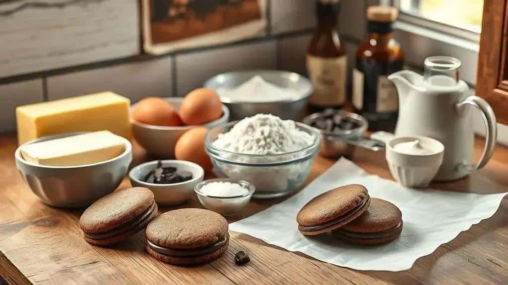Ingredientes da receita casadinha de chocolate