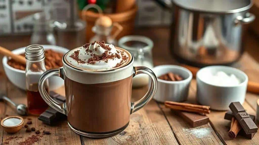 Ingredientes da receita chocolate quente com licor