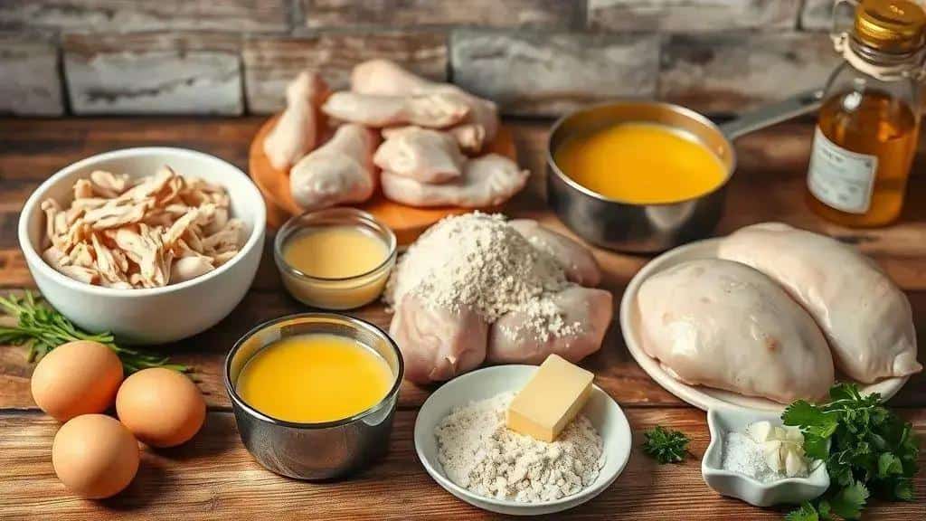 Ingredientes da receita coxinha de frango com catupiry