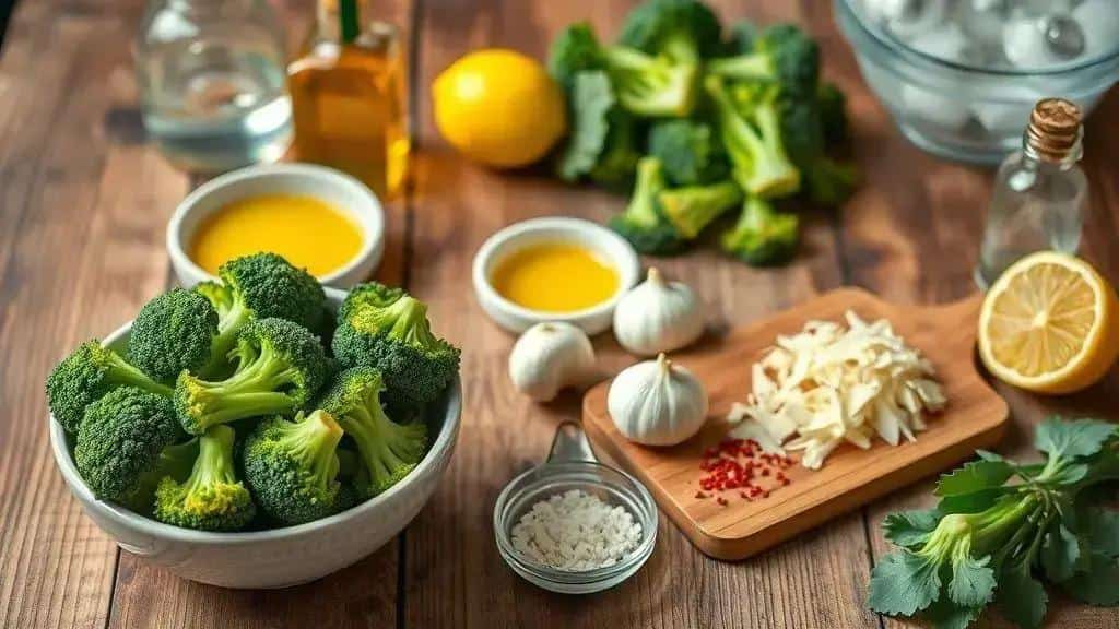 Ingredientes da receita de brócolis com alho