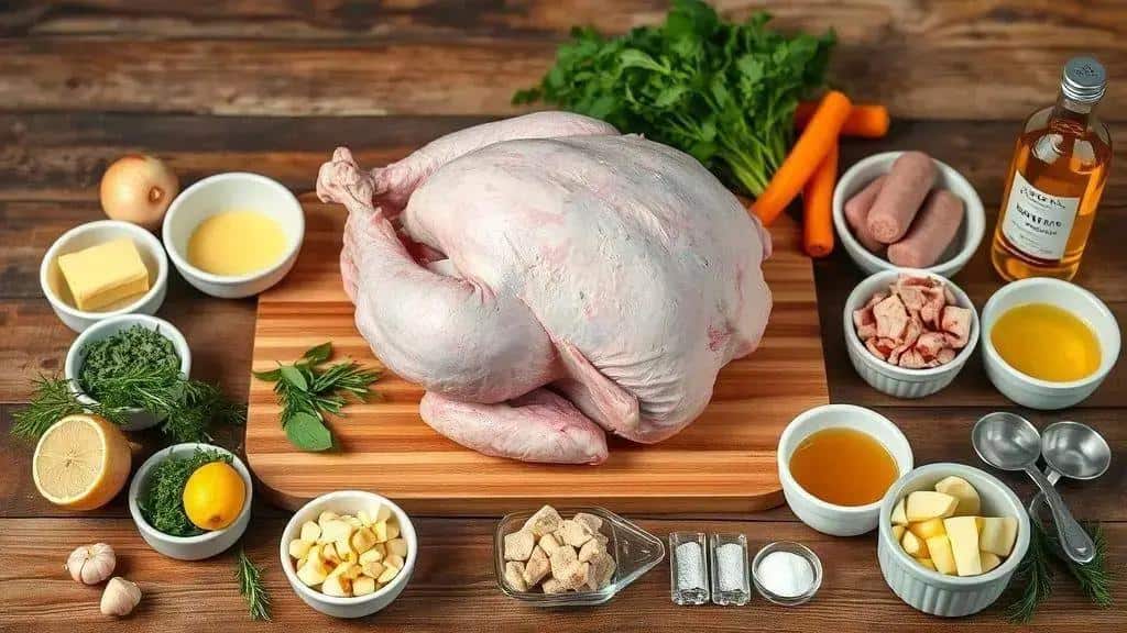 Ingredientes da receita de Peru de Natal