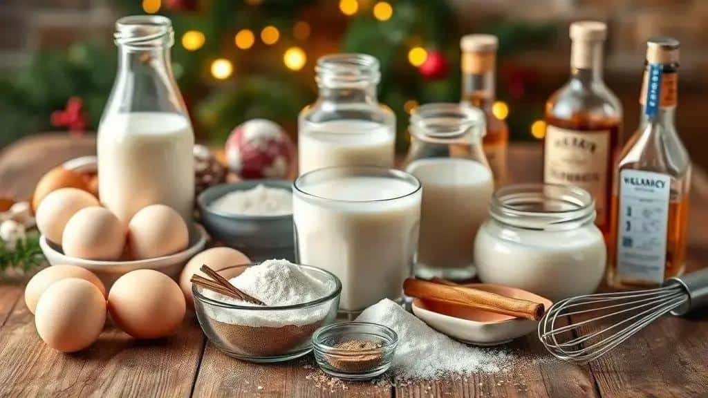 Ingredientes da receita Eggnog (gemada de Natal americana)