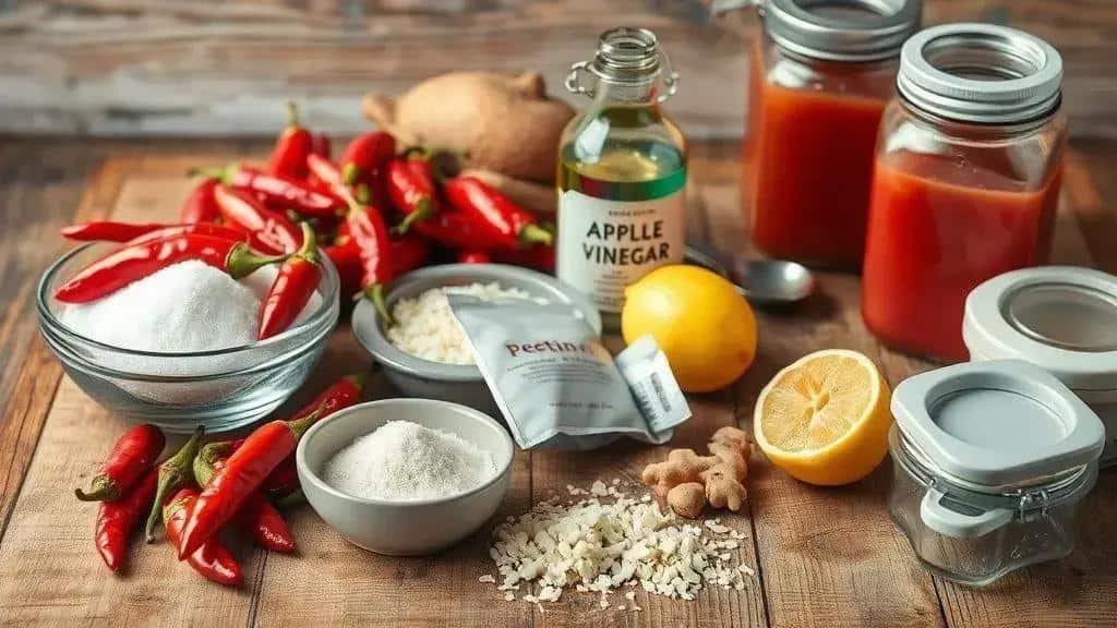 Ingredientes da receita geleia de pimenta