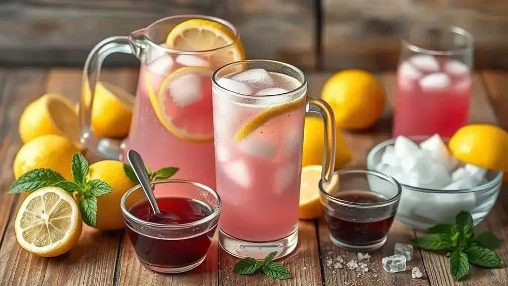 Ingredientes da receita limonada rosa com groselha