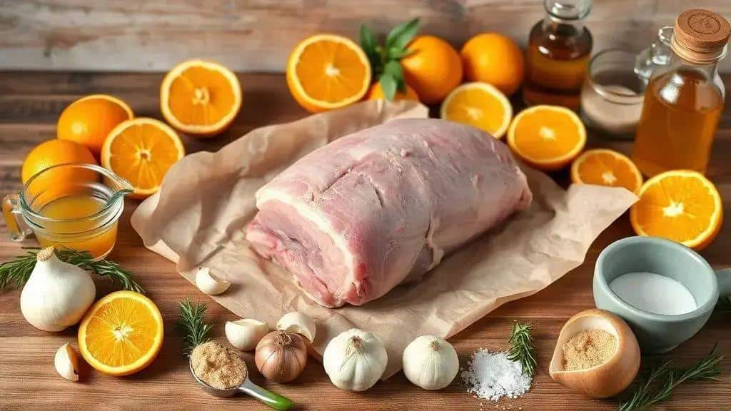 Ingredientes da receita lombo de porco assado ao molho de laranja Ingredientes da receita lombo de porco assado ao molho de laranja