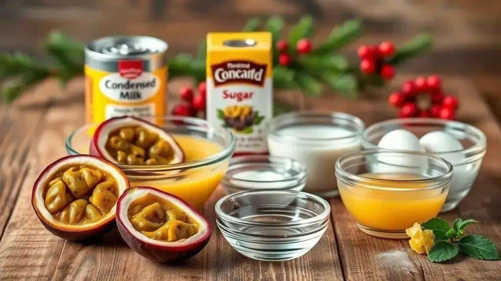 Ingredientes da receita mousse de maracujá com azedinho