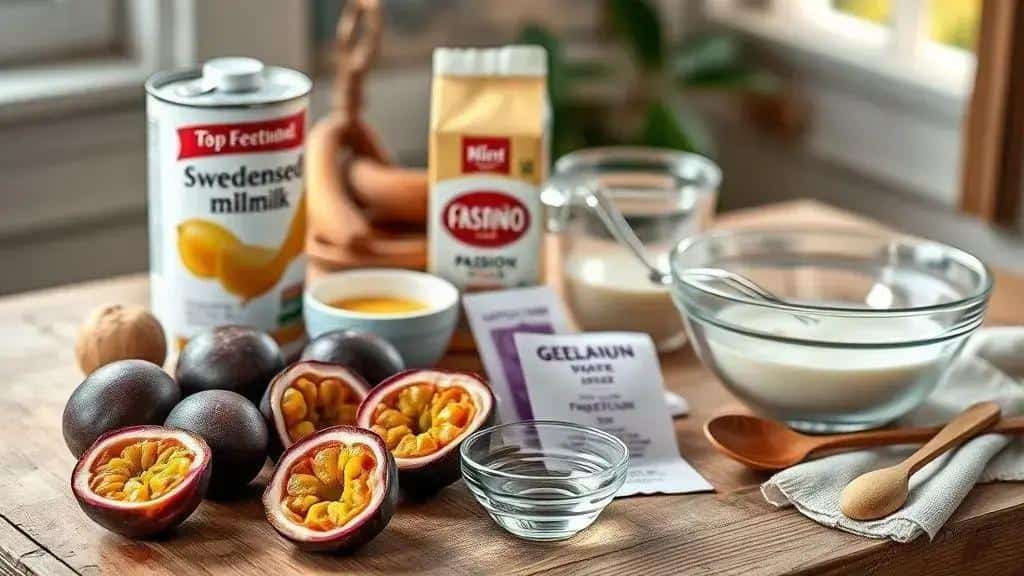 Ingredientes da receita mousse de maracujá