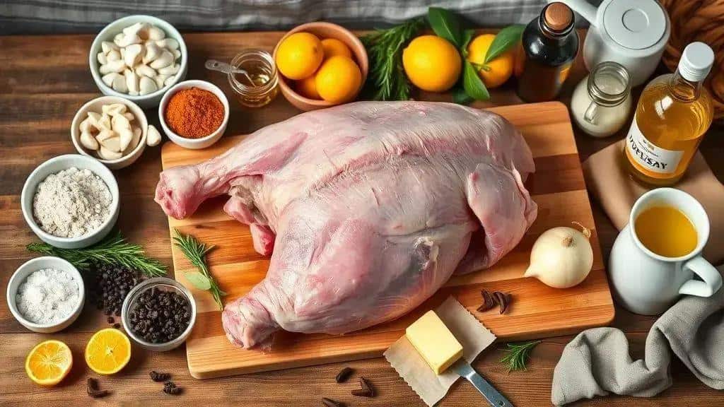 Ingredientes da receita pernil suíno de natal desossado