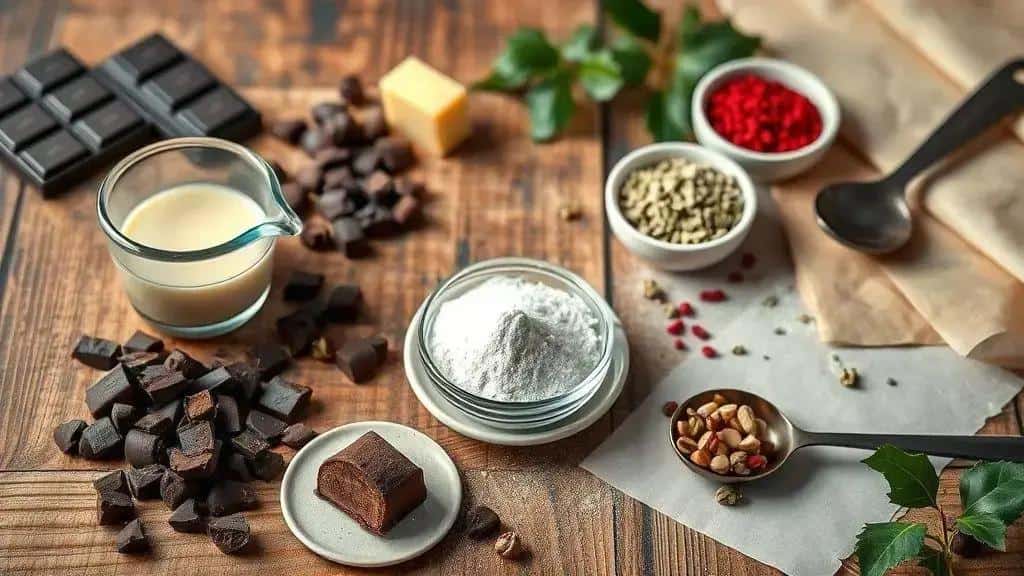 Ingredientes da receita: trufas de chocolate natalinas caseiras Ingredientes da receita: trufas de chocolate natalinas caseiras