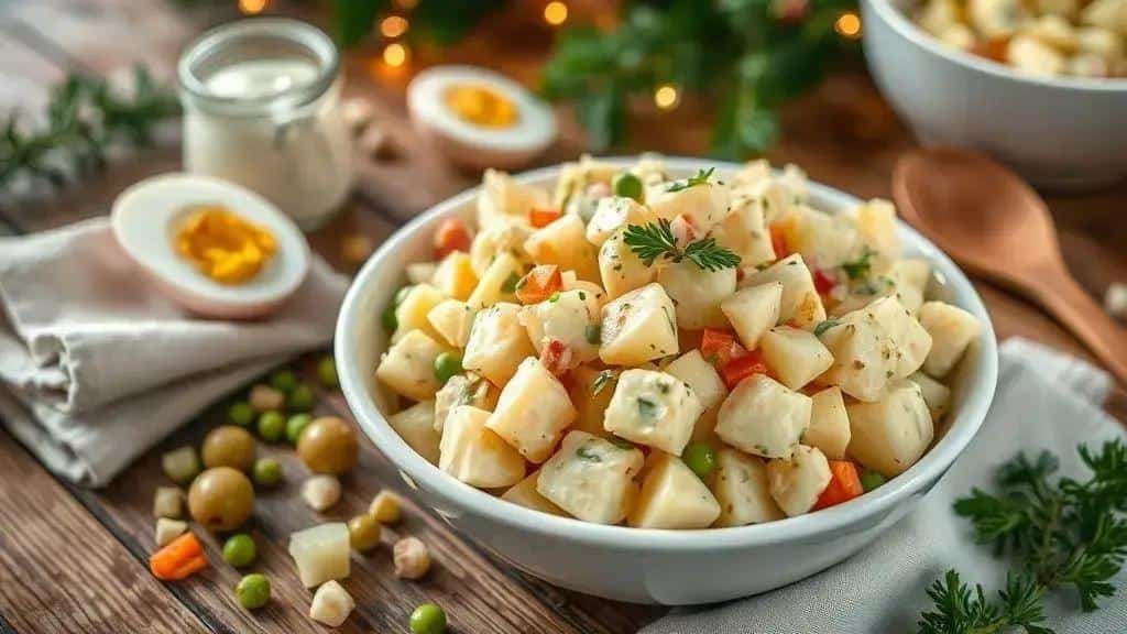 Ingredientes da salada de batata simples Ingredientes da salada de batata simples