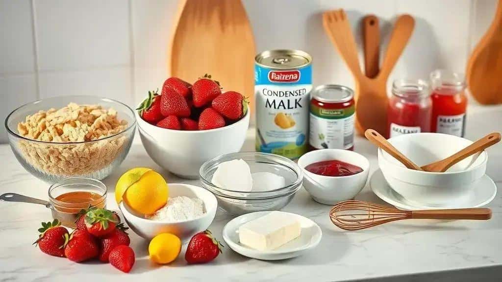 Ingredientes da torta de morango gelada