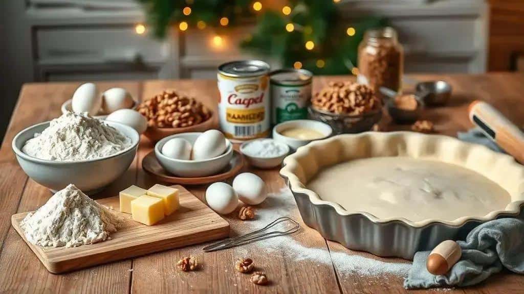 Ingredientes da torta de nozes tradicional de Natal Ingredientes da torta de nozes tradicional de Natal