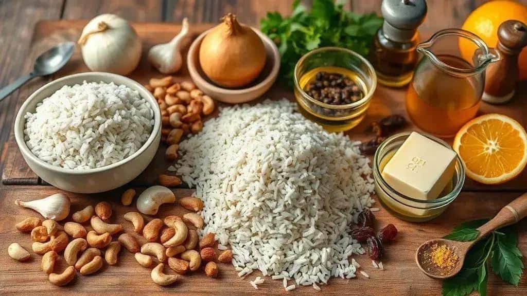 Ingredientes do Arroz com Castanhas de Natal Ingredientes do Arroz com Castanhas de Natal