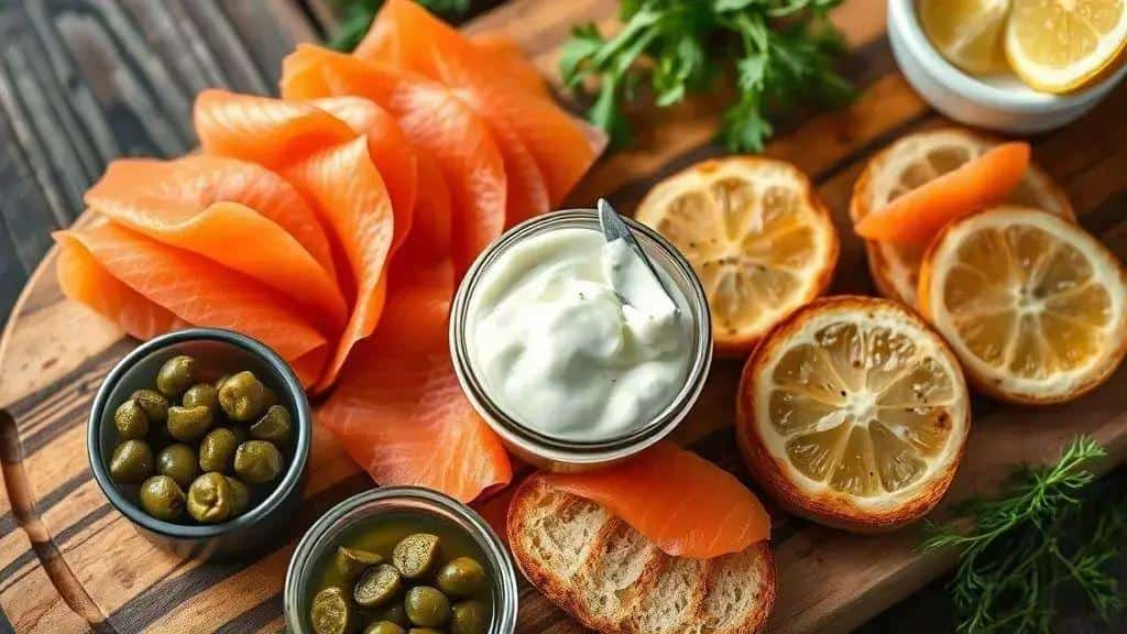 Ingredientes do canapé de salmão defumado