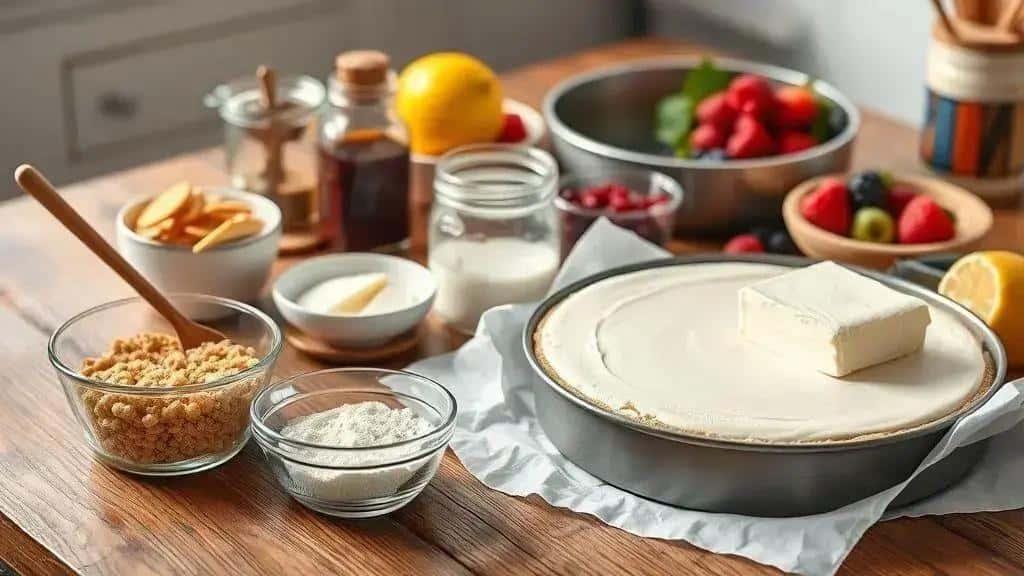 Ingredientes do cheesecake de frutas vermelhas