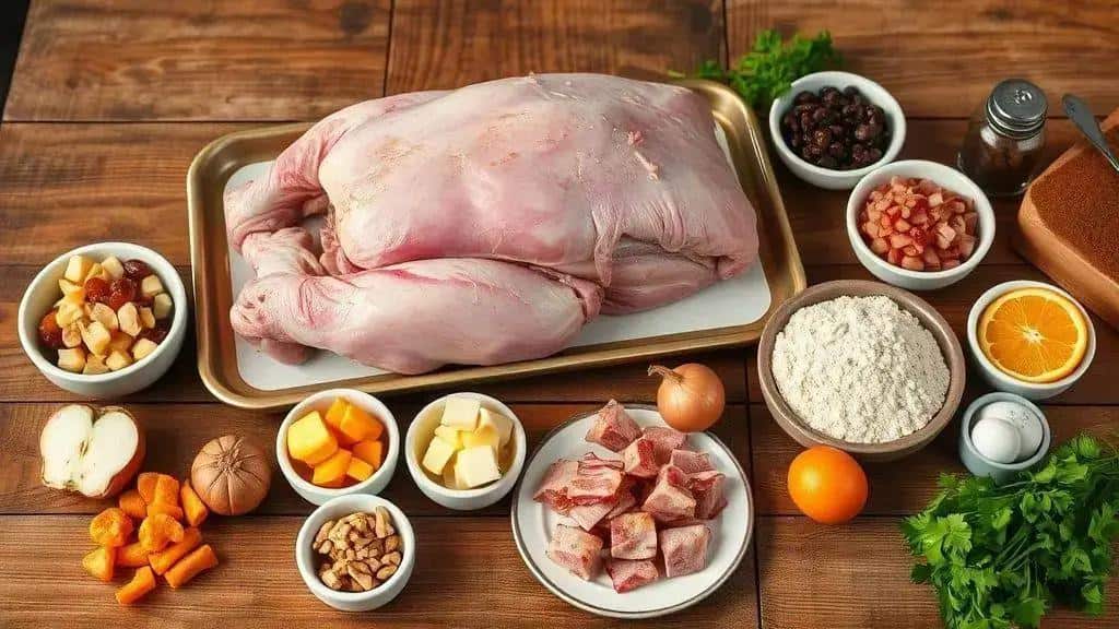 Ingredientes do Chester Recheado com Farofa de Frutas