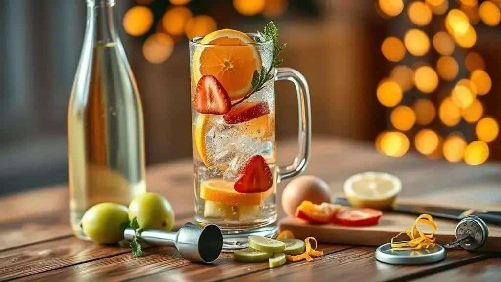 Ingredientes do clericot de espumante com frutas para réveillon