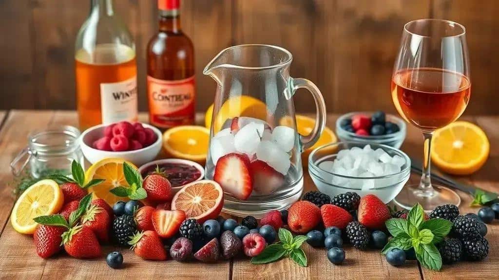 Ingredientes do clericot de frutas vermelhas